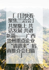 「甘快看·聚焦兰洽会」共聚陇上 共话发展 共谱新篇——广西贵州重点企业“请进来”招商推介会扫描