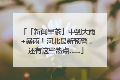 「新闻早茶」中到大雨+暴雨！河北最新预警，还有这些热点……
