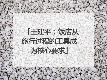 王建平：饭店从旅行过程的工具成为核心要求