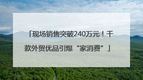 现场销售突破240万元！千款外贸优品引爆“家消费”