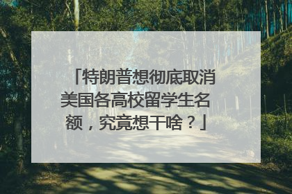 特朗普想彻底取消美国各高校留学生名额，究竟想干啥？