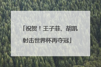 祝贺！王子菲、胡凯射击世界杯再夺冠