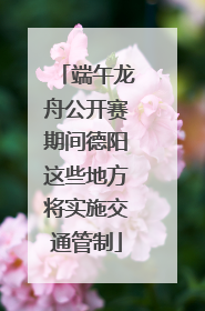 端午龙舟公开赛期间德阳这些地方将实施交通管制