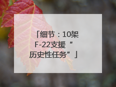 细节：10架F-22支援“历史性任务”