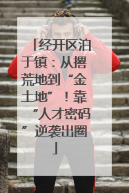 经开区泊于镇：从撂荒地到“金土地”！靠“人才密码”逆袭出圈