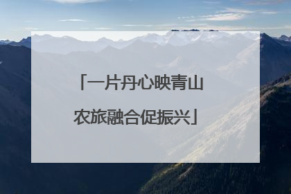 一片丹心映青山 农旅融合促振兴