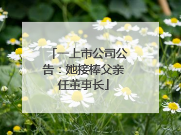 一上市公司公告：她接棒父亲任董事长