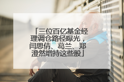 三位百亿基金经理调仓路径曝光，闫思倩、葛兰、郑澄然增持这些股
