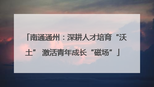 南通通州：深耕人才培育“沃土” 激活青年成长“磁场”