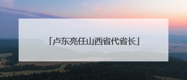 卢东亮任山西省代省长