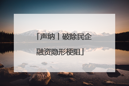 声纳丨破除民企融资隐形梗阻