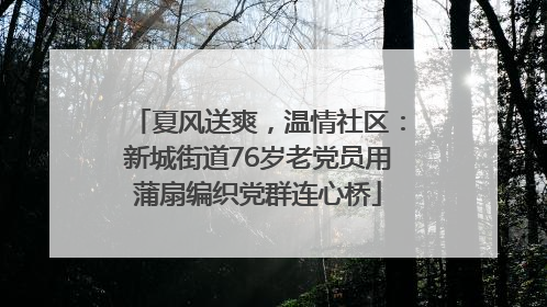夏风送爽，温情社区：新城街道76岁老党员用蒲扇编织党群连心桥