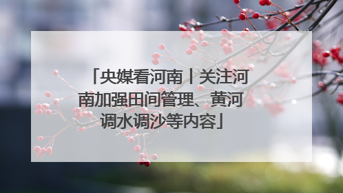 央媒看河南丨关注河南加强田间管理、黄河调水调沙等内容