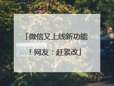 微信又上线新功能！网友：赶紧改