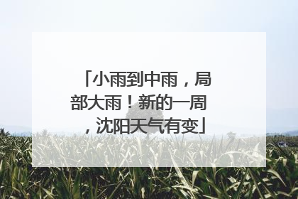 小雨到中雨，局部大雨！新的一周，沈阳天气有变