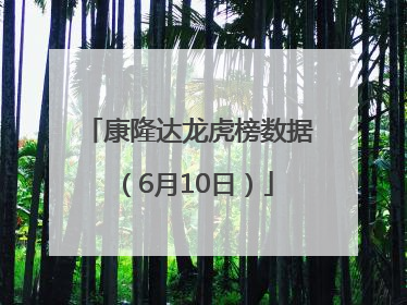 康隆达龙虎榜数据（6月10日）
