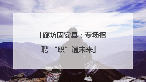 廊坊固安县：专场招聘 “职”通未来