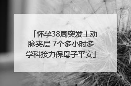 怀孕38周突发主动脉夹层 7个多小时多学科接力保母子平安