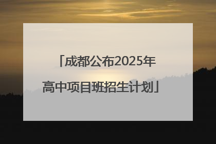 成都公布2025年高中项目班招生计划