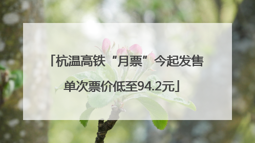 杭温高铁“月票”今起发售 单次票价低至94.2元