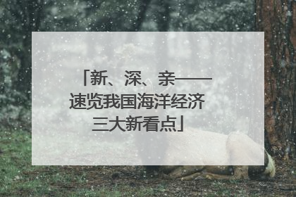 新、深、亲——速览我国海洋经济三大新看点