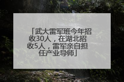 武大雷军班今年招收30人，在湖北招收5人，雷军亲自担任产业导师