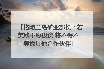 格陵兰岛矿业部长：若美欧不愿投资 将不得不寻找其他合作伙伴