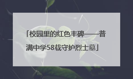 校园里的红色丰碑——普满中学58载守护烈士墓