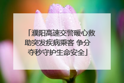 濮阳高速交警暖心救助突发疾病乘客 争分夺秒守护生命安全