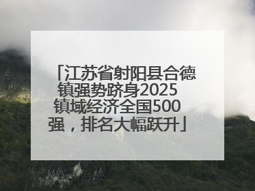 江苏省射阳县合德镇强势跻身2025镇域经济全国500强，排名大幅跃升