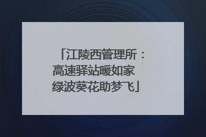 江陵西管理所：高速驿站暖如家 绿波葵花助梦飞