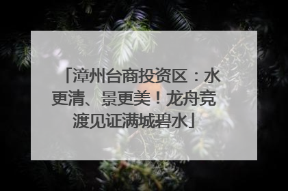 漳州台商投资区：水更清、景更美！龙舟竞渡见证满城碧水