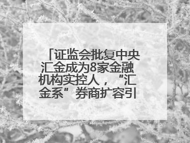 证监会批复中央汇金成为8家金融机构实控人，“汇金系”券商扩容引合并遐想