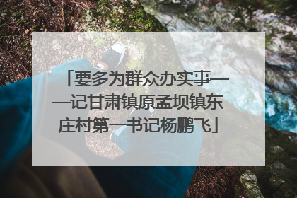要多为群众办实事——记甘肃镇原孟坝镇东庄村第一书记杨鹏飞