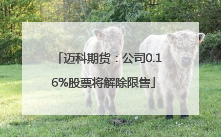 迈科期货：公司0.16%股票将解除限售