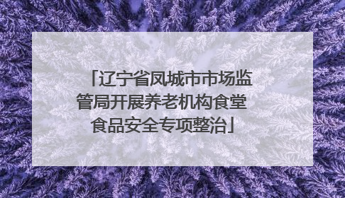 辽宁省凤城市市场监管局开展养老机构食堂食品安全专项整治
