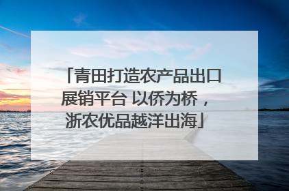 青田打造农产品出口展销平台 以侨为桥，浙农优品越洋出海