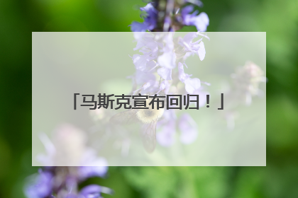 马斯克宣布回归！