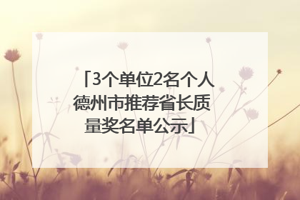 3个单位2名个人 德州市推荐省长质量奖名单公示